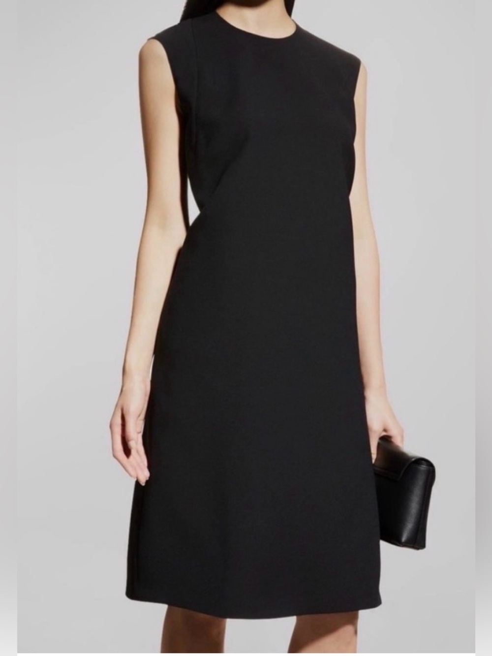 Lafayette 148 Black Wool Silk Keyhole Shift Dress Size M